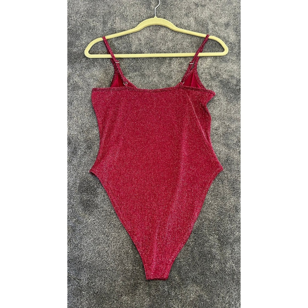 Forever 21  Magenta Pink Metallic Glitter Bodysuit Large Adjustable Strap